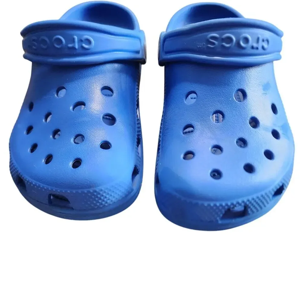 Crocs Youth Blue Bolt Classic Slip On Unisex Junior Clogs Size J 2